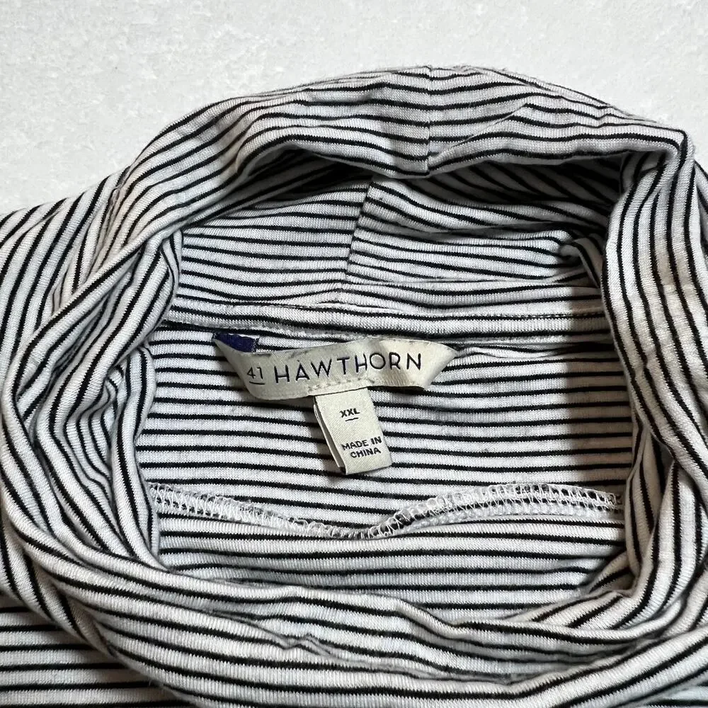 41Hawthorn Turtleneck Stripe Pullover Top Size XXL Stretch Casual Classic